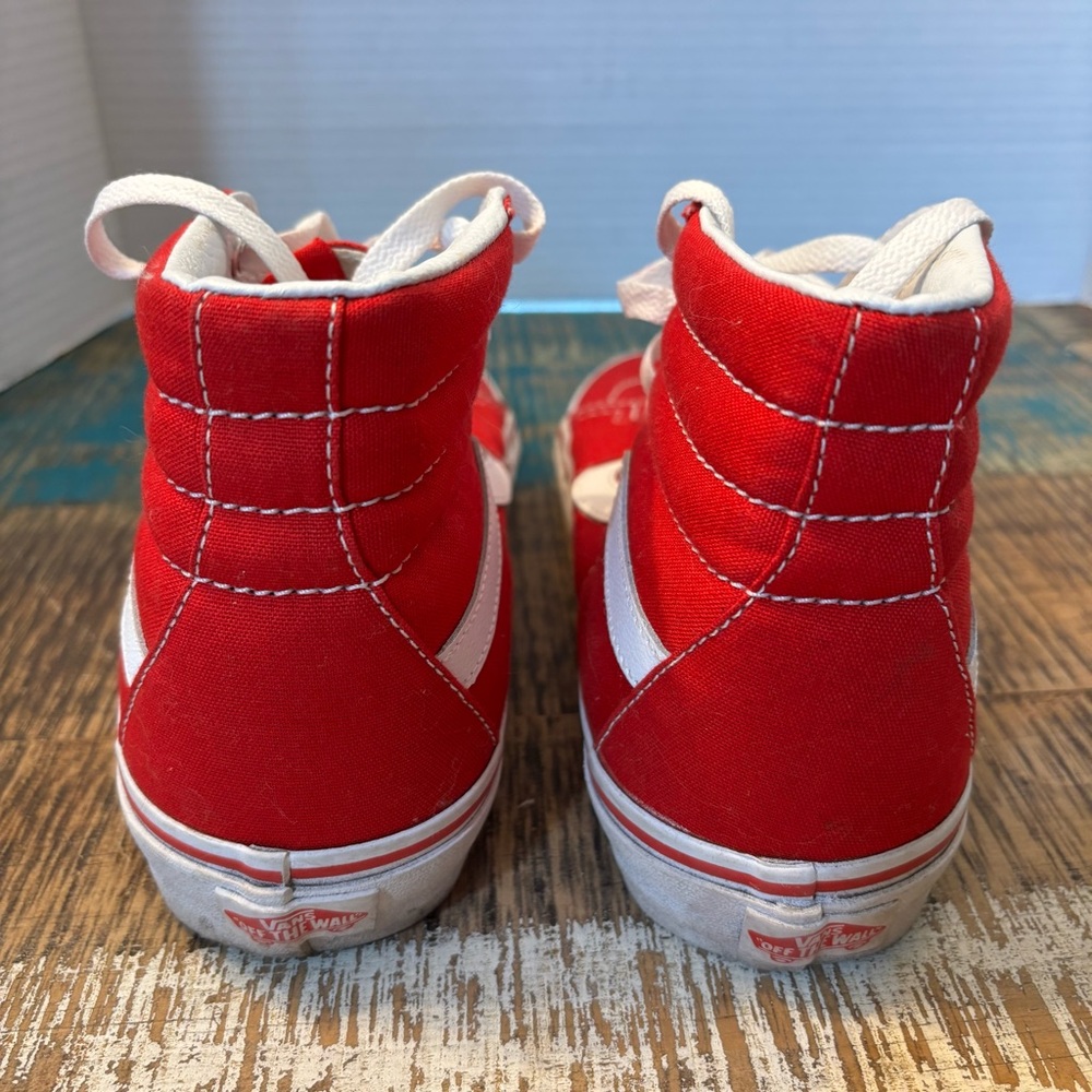 Vans Red and White High-Top Sneakers - Picture 3 of 8